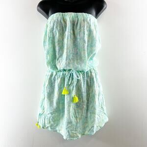 Vineyard Vines Mint Green Swim Coverup with Neon Yellow Tassels